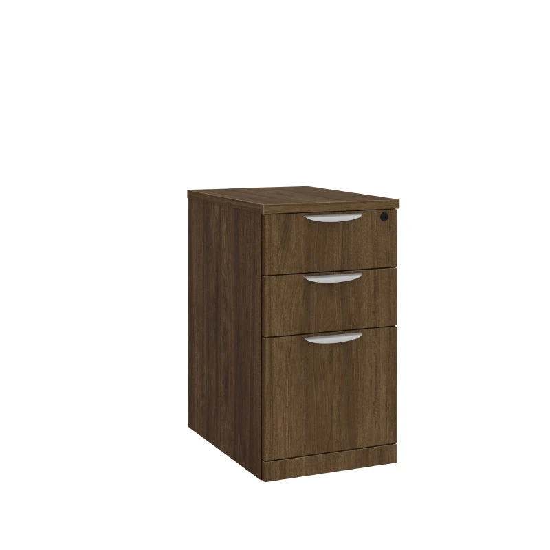 26.5"H MOBILE PEDESTAL B/B/F WALNUT