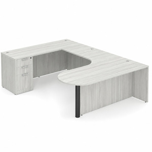CLAUD2007L- Left-Handed Classic U-Shape Bullet Executive Workstation 71" W x 101" D with Box/Box/File Pedestal- Silver Birch/Black