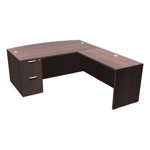 CLALD1012- Bowfront L-Shape Desk 71" W x 41" D with 47" Return and File/File Pedestal- Espresso