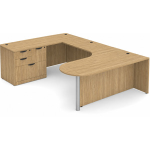 CLAUD1007L Executive Bullet U-Shape Typical 71" X 101" Desk- Aspen/Silver