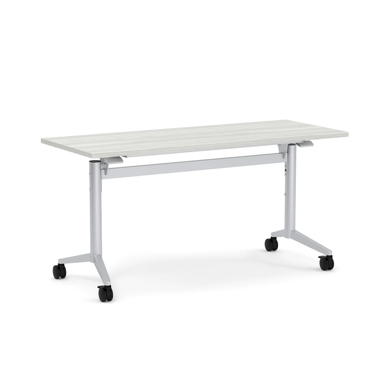 Nestling Flip Top Table 24" X 60" - Silver Birch Top with Silver Base