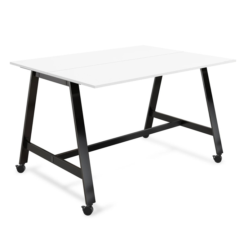 Signature Bistro Benching Table 48" x 72" - White with Black Legs