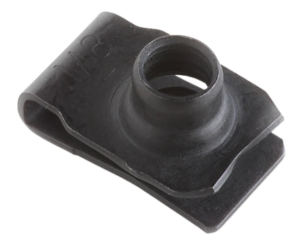 M8 - 1.25 SHORT THROAT MULTIPLE THREAD SPRING NUT U TYPE 1050 - 1065 STEEL ZINC PHOSPHATE PER PRINT