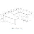 Classic U-Shape Bullet Executive Workstation 101" x 71" Right Hand with Locking Multi-Storage - Cherry with Black Post Finish