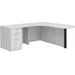 CLALD1010L- L-Shaped Bullet Workstation 71" W x 30" D with 47" Return and Box/Box/File Pedestal- Silver Birch/Black