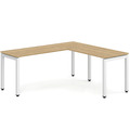 Elements L-Shape Desk 66" x 72" x 24"D - Aspen with White Legs
