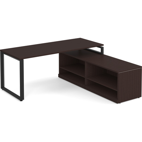 Source Office Furniture Encore LShape Workstation 71" x 71" with Open Bookcase Credenza