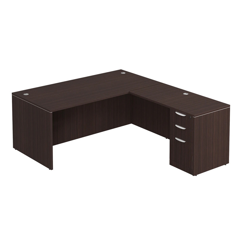 Classic L-Shape Desk 77" x 71" with Box/Box/File Pedestal - Espresso
