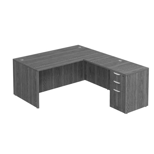 Classic L-Shape Desk 77" x 66" with Box/Box/File Pedestal - Newport Grey
