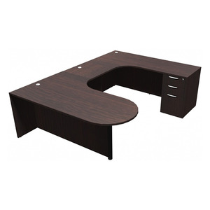 CLAUD1006R- Right-Handed Classic Bullet U-Station 71" W x 102" D with Box/Box/File Pedestal- Espresso/Black