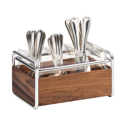 Cal-Mil 3700-49 9-1/2"W x 6-1/2"D x 5-1/2"H Mid-Century Flatware Holder