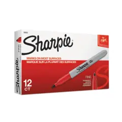 30002 SHARPIE FINE TIP MARKER RED 12/BX SAN30002