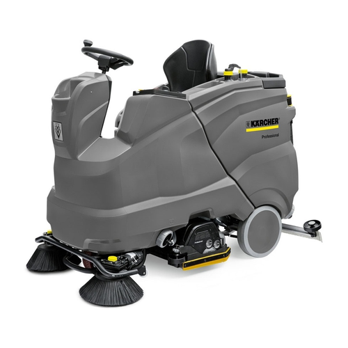 New Karcher B 150 R Bp 2SB, R 85 cylindrical scrub deck, 36V/312 Ah AGM batteries, dual side brushes.