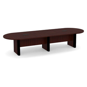 12ft Racetrack, accent base Conference Table: MAHOGANY w/BLACK CLPRT3138NMAHMAHBLK