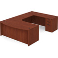 Classic U-Shape Bowfront Executive Workstation 107" x 71" Right Hand with Box/Box/File Pedestal - Cherry