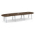 14' Signature Racetrack Conference Table with Metal VA Legs - Modern Walnut Top, Silver Base