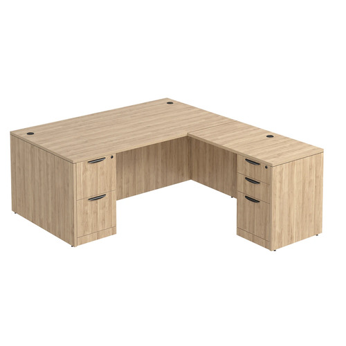 Classic L-Shape Desk 78" x 71" with 2 Full Pedestals - Aspen