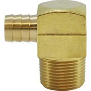 90-deg Square Barstock Brazed Elbow, 3/4-in Hose Barb x 1-in Male NPTF, Brass