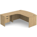 Classic L-Shape Bowfront Workstation 83" x 71" with Left Hand Return and Box/File Pedestal - Aspen