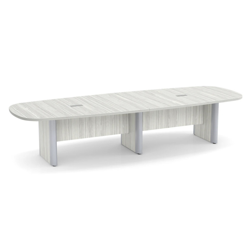 Classic Plus Arena 12 Ft Conference Table - Silver Birch with Silver Metal Accents