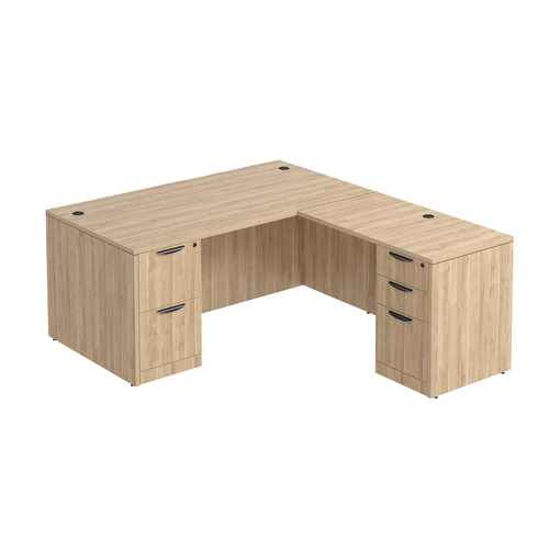 Classic L-Shape Desk 72" x 66" with 2 Full Pedestals - Aspen