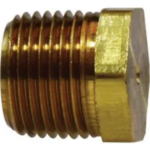 Hex Heavy-Duty Solid Plug, 1/8-in MIP, 0.55 in, Brass