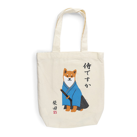 Tote Bag White Shiba Samurai