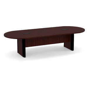 10ft Racetrack, accent base Conference Table: MAHOGANY w/BLACK CLPRT3137NMAHMAHBLK