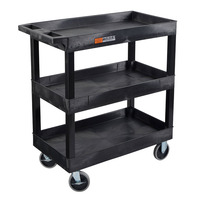 Luxor EC111HD-B TUFFY XL Three-Shelf Heavy-Duty Tub Utility Cart, 32" x 18", Black