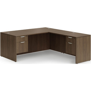 CLALD2035- Classic L-Shape Desk 60" W x 30" D with 42" Return and 2 Box/File Pedestals- Modern Walnut