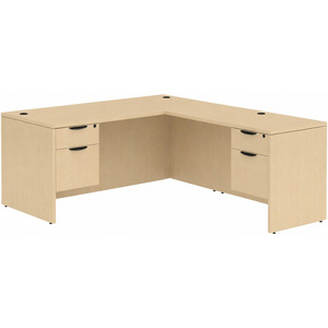 CLALD2047- Classic L-Shape Desk 71" W x 36" D with 42" Return and 2 Box/File Pedestals- Maple