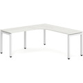 Elements Radius Desk 72" x 72" with Left Return - Silver Birch with White Legs
