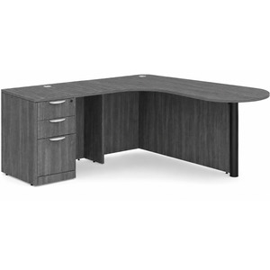 CLALD1010L- L-Shaped Bullet Workstation 71" W x 30" D with 47" Return and Box/Box/File Pedestal- Coastal Gray/Black