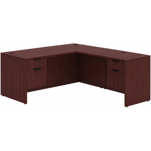 CLALD1035- Classic L-Shape Desk 60" W x 30" D with 47" Return and 2 Box/File Pedestals- Mahogany
