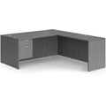 Classic L-Shape Desk 77" x 71" with Box/File Pedestal - Newport Grey