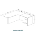 Classic L-Shape Bullet Workstation 77" x 71" with Right Hand Return and Box/File Pedestal - Cherry with Black Post Finish
