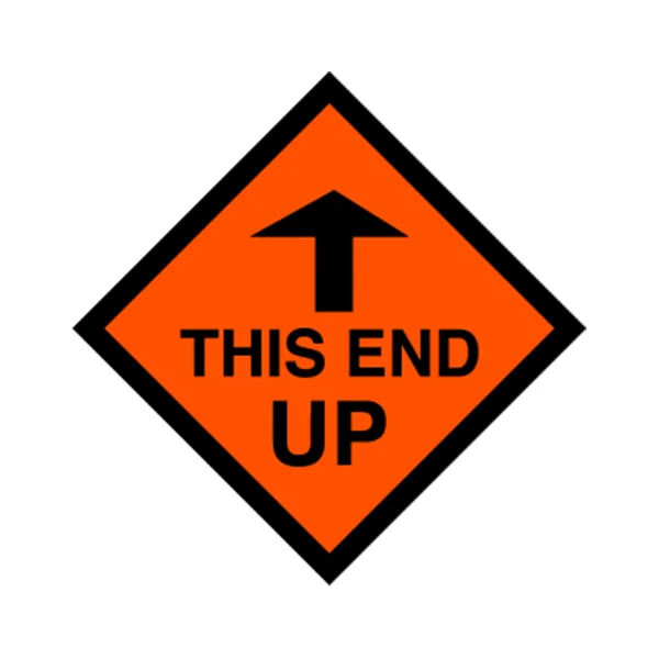This End Up Label - 3" x 3" - Fluorescent Red