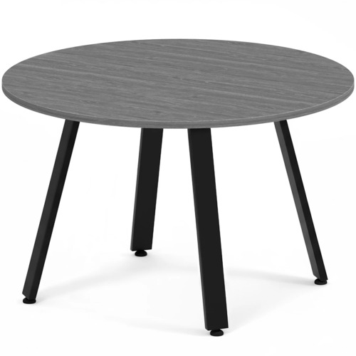 Signature Round Meeting Table 48" - Newport Grey with Black Metal Legs