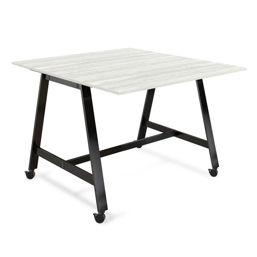 Signature Bistro Benching Table 60" x 60" - Silver Birch with Black Legs