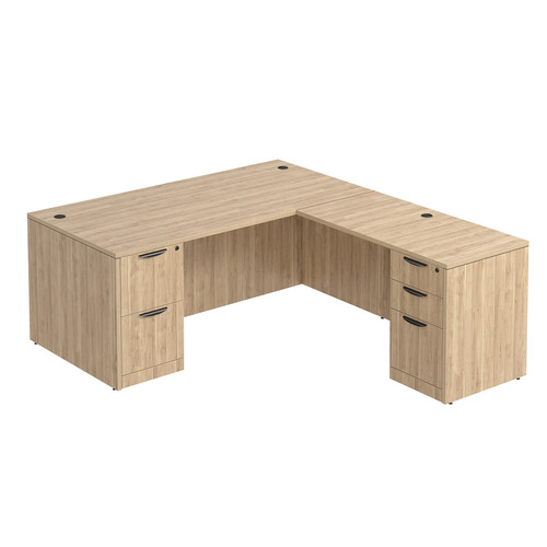 Classic L-Shape Desk 77" x 71" with 2 Full Pedestals - Aspen