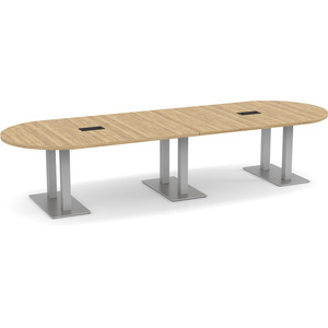 PALRT3138N - 12 ft. Classic Racetrack Conference Table with Brushed Silver Palmer Base