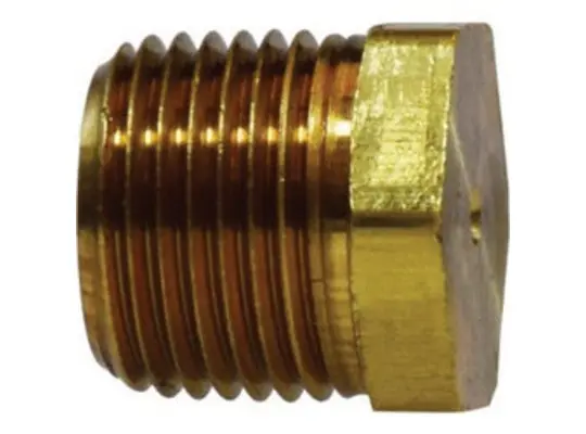 Solid Hex Head Plug, 1-in MNPTF, Brass