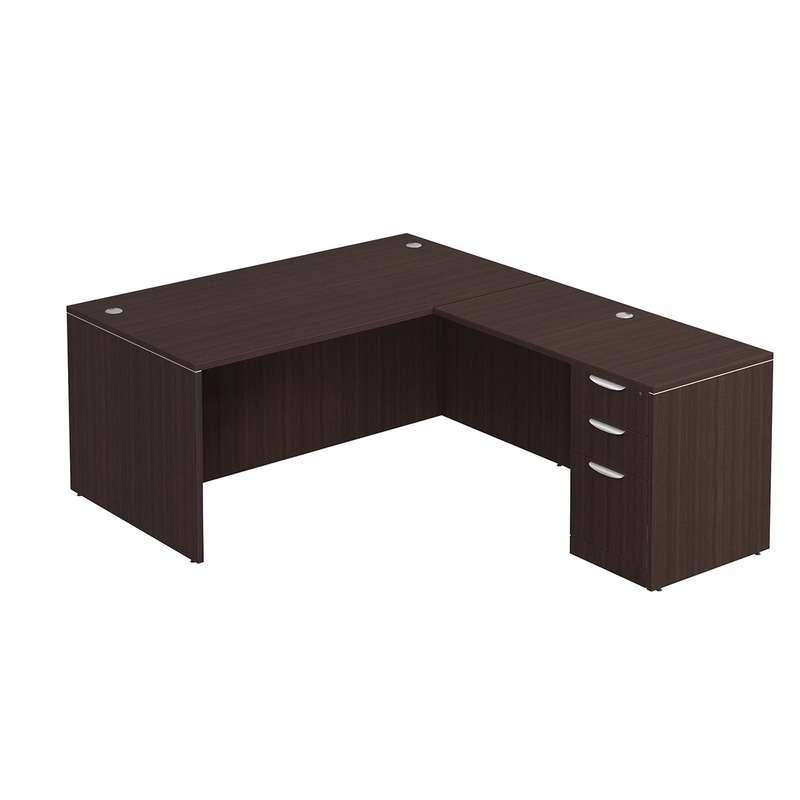 Classic L-Shape Desk 77" x 66" with Box/Box/File Pedestal - Espresso