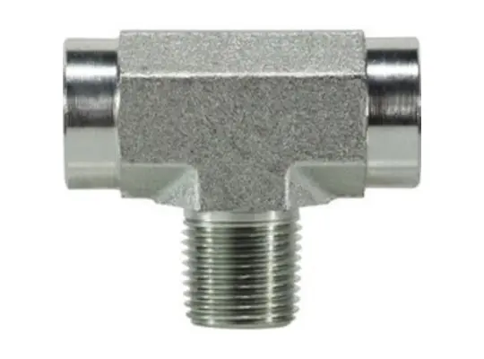 Branch Tee, 1 in FPT x 1 in FPT x 1 in MPT, Steel