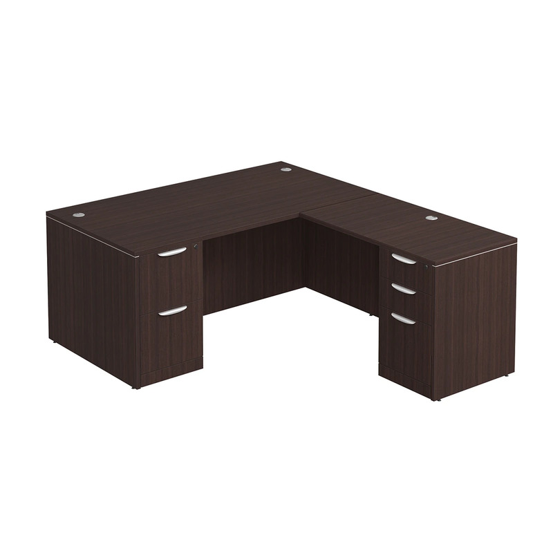 Classic L-Shape Desk 72" x 66" with 2 Full Pedestals - Espresso