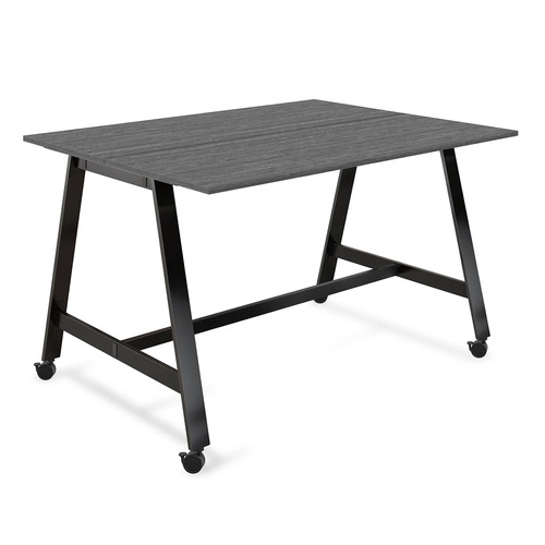 Signature Bistro Benching Table 48" x 72" - Newport Grey with Black Legs