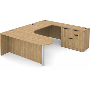 CLAUD1007R Executive Bullet U-Shape Typical 71" X 101" Desk- Aspen/Silver