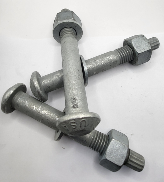 1 1/8" - 7 X 8" F3125 A325TC TWIST-OFF ASSEMBLY F1852 TYPE 1 ROUND HEAD BOLT A563 DH HEAVY HEX NUT AND F436 TYPE 1 WASHER MECHANICAL GALVANIZED