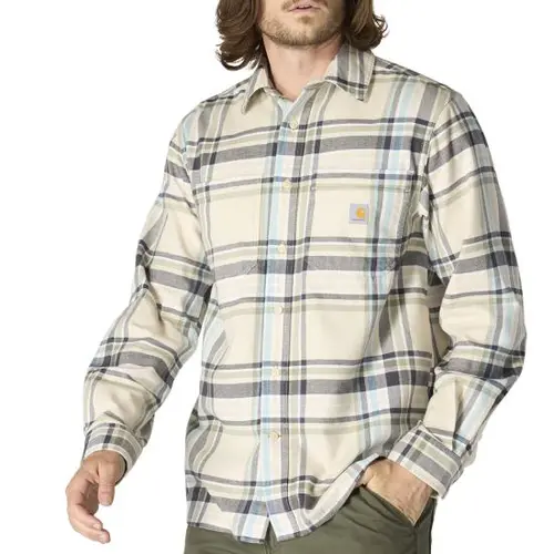 CARHARTT 107010 -  Rugged Flex™ Relaxed Fit Midweight Flannel Long-Sleeve Plaid Shirt - Oak Milk
