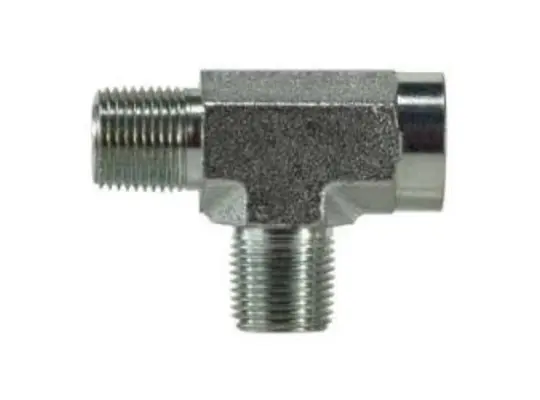 Pipe Run Tee, 1/8 in MPT x 1/8 in FPT x 1/8 in MPT, Steel